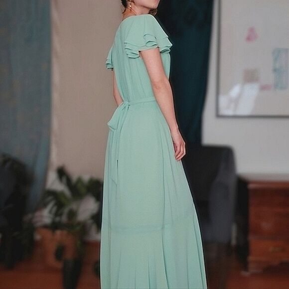 Eliza J Mint Faux-Wrap Ruffled Maxi Dress - Picture 4 of 16